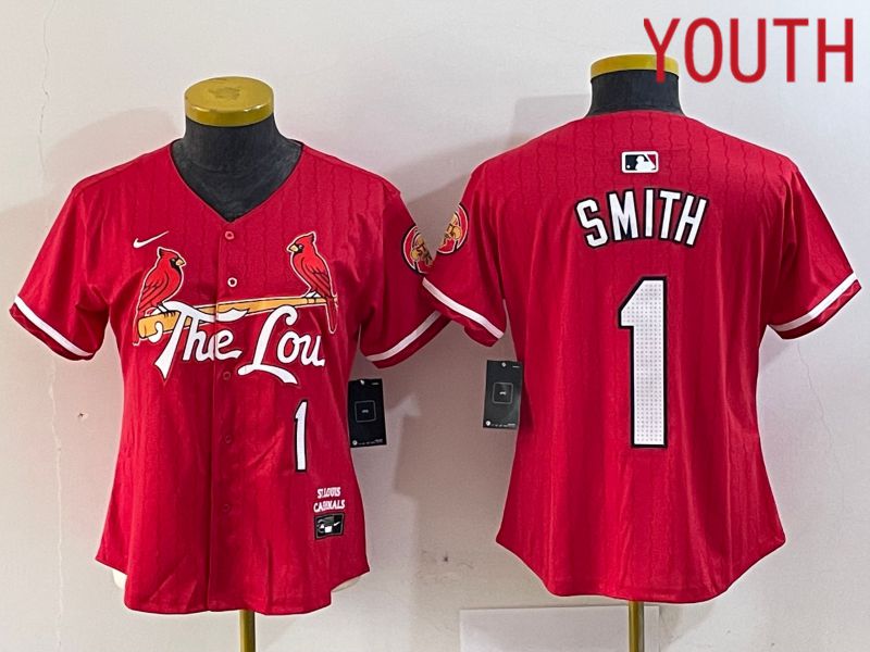 Youth St.Louis Cardinals #1 Smith Red City Edition 2024 Nike MLB Jersey style 1->boston celtics->NBA Jersey